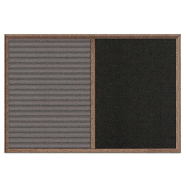 Enclosed Corkboard, 1 Door, 24"x36", 4" Fra, UV3422-SATIN-MEDGRY